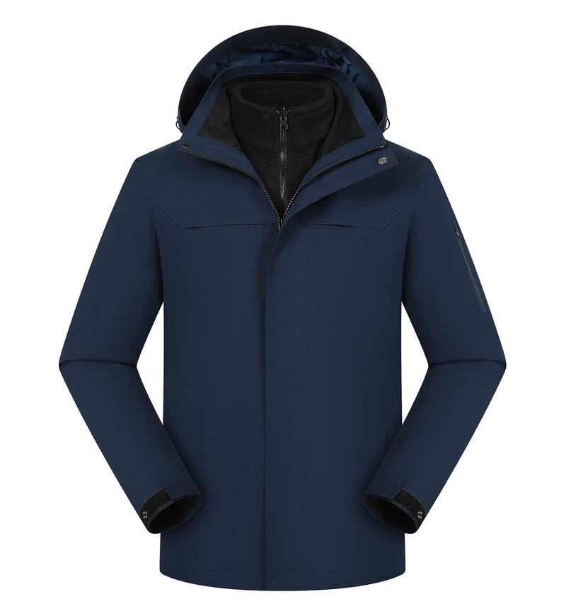 YKK拉链三合一全热封压胶袖里针织布可脱卸冲锋衣(摇粒绒内胆)(帽子可拆卸)YG-C9801YL